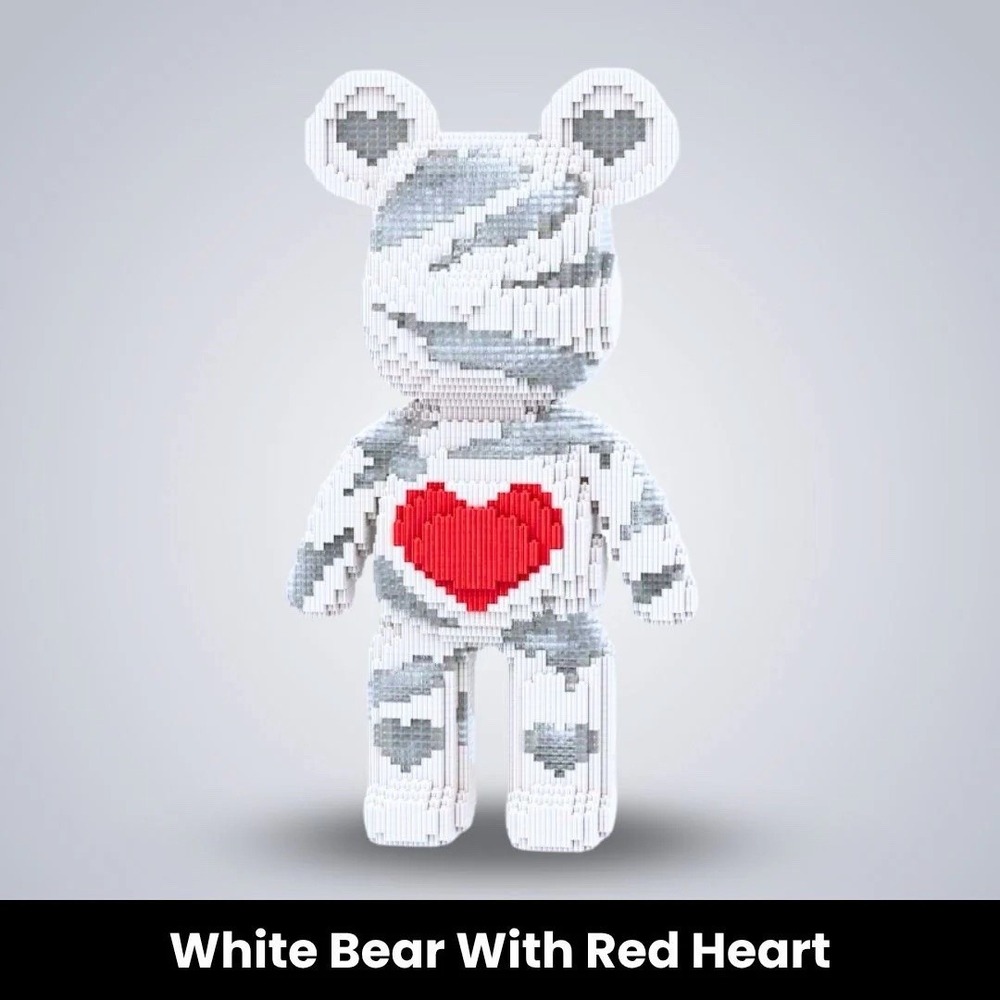 TeddyBlocks™ Giant Buildable Brick Bear (5000+ pcs) White Bear With Red Heart